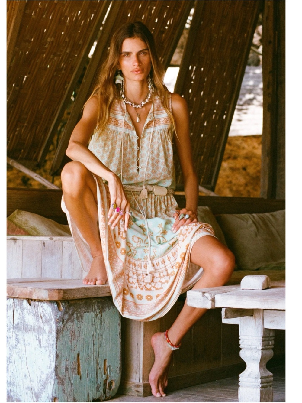 SPELL & The Collective Sweet Nothings Sleeveless Blouse in Peppermint M $149